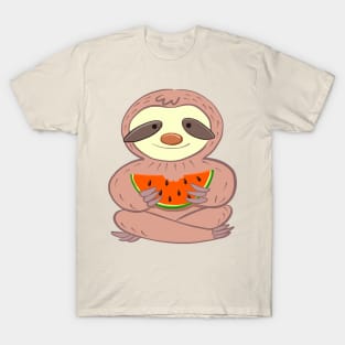 Sloth sitting and eating watermelo T-Shirt